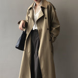 Long windbreaker women's 2023 spring new Korean version of the temperament loose waist and thin casual coat women