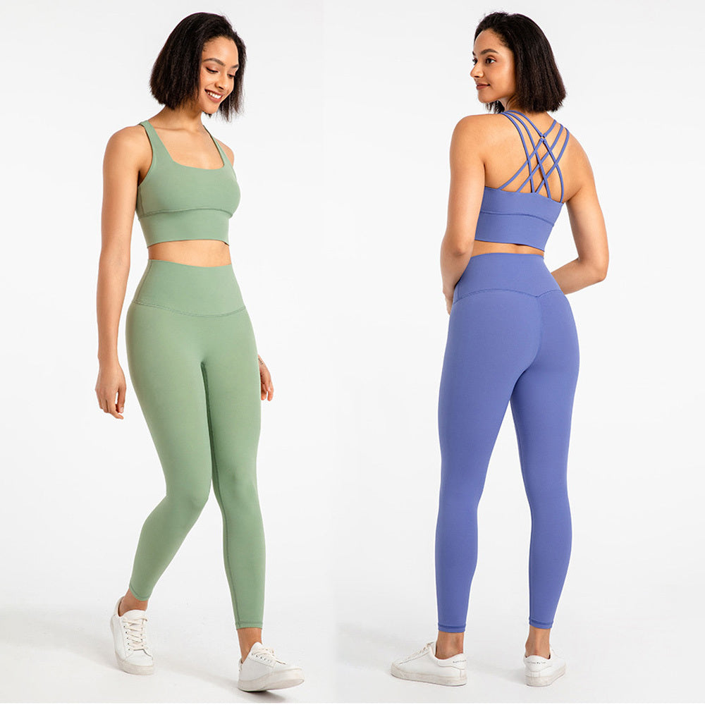 Yoga Outfit Naked Feel Set Women Fitness Sportswear Strappy Sports Bra High  Waist Gym Leggings Workout Active Wear 230203 From Bong07, $31.65