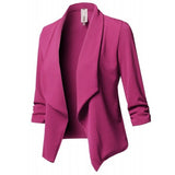 Laddymoda NEW Oversize Office Ladies Notched Collar Women Blazer Solid Autumn Jacket Pleated Sleeve Casual  Female Suits Coat 10 Colors