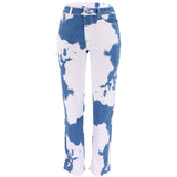 Laddymoda nueva llegada nuevo fondo blanco teñido azul moda delgado largo portalápices jeans de mujer
