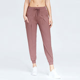 Laddymoda Pantaloni sportivi larghi, tasca da corsa sottile casual da donna, pantaloni da yoga fitness