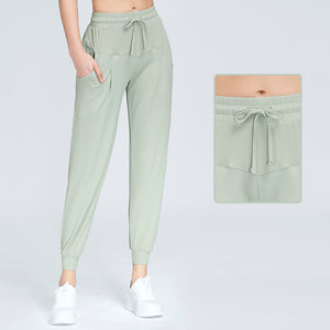 Laddymoda Loose sports pants, women's casual slim, legged running pocket, Fitness Yoga Pants