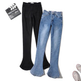 Sommer 2022 American INS Retro High Waist Stretch Slim Fit Slim Fit Hufeisenhose Damen leicht ausgestellte Jeanshose