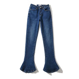 Sommer 2022 American INS Retro High Waist Stretch Slim Fit Slim Fit Hufeisenhose Damen leicht ausgestellte Jeanshose