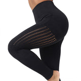 Pantalon de yoga européen et américain de couleur unie sans couture Pantalon de sport taille haute pêche pour femmes pantalon de sport à séchage rapide