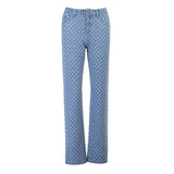 2023 commerce extérieur nouveau design en daim losange jeans minceur taille haute bouton pantalon en gros