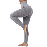 Europäische und amerikanische, einfarbige, nahtlose Yogahose für Damen, enge Pfirsich-Hüft-Fitnesshose mit hoher Taille, schnell trocknende Sporthose