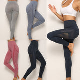 Pantalones de yoga sin costuras de color sólido europeo y americano pantalones de yoga sin costuras de cintura alta pantalones de fitness de cadera de melocotón ajustados para mujeres pantalones deportivos de secado rápido