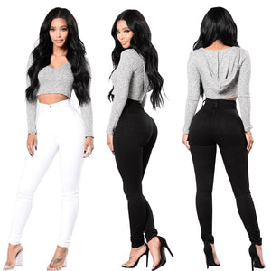 factory direct supply cross-border Fashion Women's Wear high waist high elasticity slim-fitting ankle-tied pen holder women's jeans - LaddyModa
