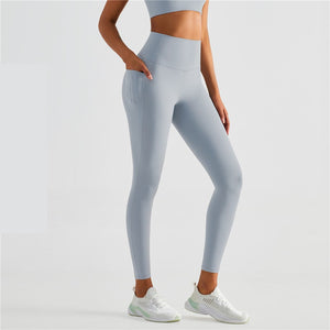 Solid Color High Quality Butter Soft Women Sports Pants Tight Run Gym Clothing Gym Legging Yoga Workout Fintess Side Pocket - LaddyModa