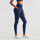 Couleur unie Beurre de haute qualité Femmes Soft Pantalon de sport Tight Run Gym Vêtements Gym Legging Yoga Workout Fintess Side Pocket