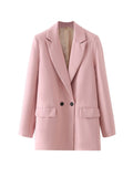 Frauen schicke Bürodame zweireihiger Blazer Vintage Mantel Mode Kerbkragen Langarm Damen Oberbekleidung stilvolle Oberteile