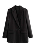 Femmes Chic Bureau Dame Double Poitrine Blazer Vintage Manteau Mode Notched Col Manches Longues Dames Outerwear Hauts élégants