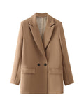 Frauen schicke Bürodame zweireihiger Blazer Vintage Mantel Mode Kerbkragen Langarm Damen Oberbekleidung stilvolle Oberteile