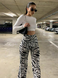 WannaThis Zebra Print Pantaloni a gamba larga Pantaloni Sexy Vita alta Autunno Donne Nuovo 2020 Moda Casual Pantaloni Femminili Streetwear