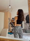 WannaThis Zebra-Druck-weite Bein-Hosen-Hose-reizvolle hohe Taillen-Herbst-Frauen-neue 2020 Art- und Weisebeiläufige weibliche Hosen Streetwear