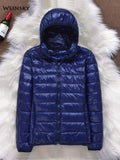 Winter Women Ultralight Thin Down Jacket White Duck Down Hooded Jackets Long Sleeve Warm Coat Parka Female Portable Outwear