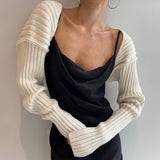 Donna Cappotto maglione ultra-corto 2021 Autunno Inverno Manica lunga Loose Knitted crop top Tinta unita Sexy Cardigan Maglioni Top
