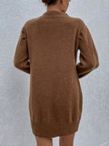 Laddymoda elegante vestido de suéter de cuello redondo, casual de manga larga delgado otoño invierno vestidos de punto, ropa de mujer