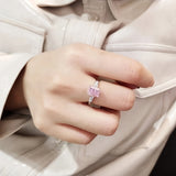 LADDYMODA Misura dell'anello con zirconi rosa Fashion Square: 5#-10#