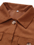 Laddymoda - Chaqueta holgada de pana para mujer, con bolsillo sólido, informal, para otoño e invierno