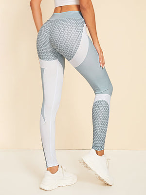 Laddymoda Honeycomb Workout Gym Yoga Pants, Stretchy Fitness Training Leggings Women's Activewear - LaddyModa