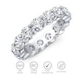 Laddymoda Moissanite Ring Times Gem 7.00 Ct 14 Stones Eternity Band Classic Round Cut D Color VS1 Clarity- Silver 18k Platinum Plated