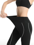 Laddymoda Pantaloni da Yoga da Allenamento da Donna con Impunture Superiori Pantaloni a Vita Alta Leggings Fitness