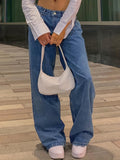 LADDYMODA Women's Casual Wide Leg Baggy Denim Pants, Girl's Y2K Style High Waist Jeans, Women's Denim Jeans & Clothing