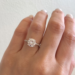 LADDYMODA Moissanite Ring Sterling Silver 18k Gold Plated Ring Women's Four-prong Wedding Ring Valentines Day Decoration Gift - LaddyModa