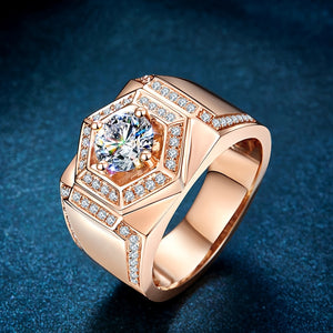 Simple Moissanite Platinum Diamond Ring 18k Rose Gold Color Golden Domineering Men's Ring