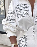 Letter Print Tight Waist Shirt Dress