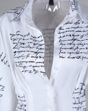 Letter Print Tight Waist Shirt Dress