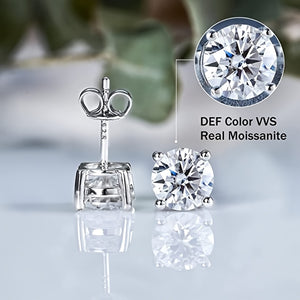 Laddymoda 0.5*2-3.0*2 Cttw Classic Four-Paw Setup Moissanite Diamond Stud Earrings, S925 Sterling Silver Plated With 18K Gold )Round Cut Lab Created Diamond Earrings Promise Birthday Christmas Gift - LaddyModa