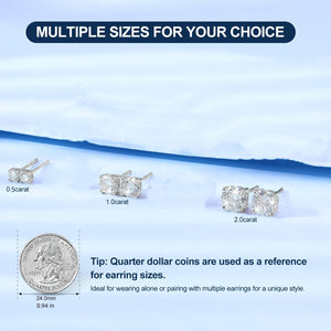 Laddymoda Moissanite Stud Earrings, 0.5,1.0,2.0CT/Pair Lab Created Diamond Earrings Sterling Silver Screw Back Hypoallergenic Moissanite Earrings For Men And Women Girls,Best Gifts For Valentine's Day - LaddyModa
