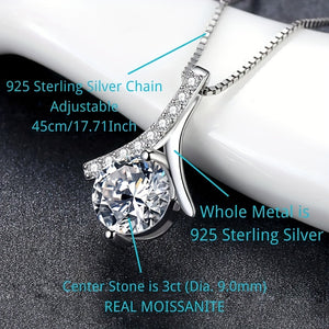 1pc 1 CARAT-3 CARAT Moissanite,925 Sterling Silver Hot Selling Trendy Simple Herringbone Pendant Necklace
