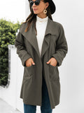 Laddymoda Damen Outwear Comfort Cardigan Herbst Langarm Loose Causal Lightweight Open Front Coat White Jacket