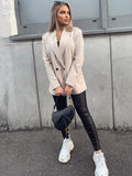 2022 Mujeres Blazer de doble pecho Office Lady Loose Classic Coat Suit Jacket Female Chic Outwear Outfits Veste Femme
