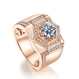 Semplice anello in platino con diamante moissanite Anello da uomo prepotente color oro rosa 18 carati