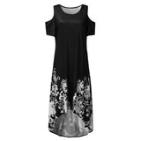 Plus Size Maxi Short Sleeve Floral Printed Dress garmentsdl
