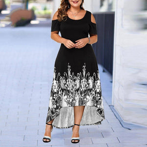 Plus Size Maxi Short Sleeve Floral Printed Dress garmentsdl