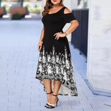 Plus Size Maxi Short Sleeve Floral Printed Dress garmentsdl