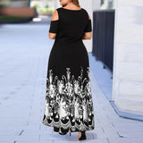 Plus Size Maxi Short Sleeve Floral Printed Dress garmentsdl