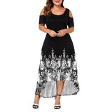 Plus Size Maxi Short Sleeve Floral Printed Dress garmentsdl