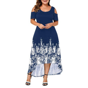 Plus Size Maxi Short Sleeve Floral Printed Dress garmentsdl