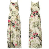 V Neck Split Dress Floral PrintElegant Casual Maxi Dresses garmentsdl