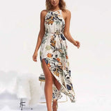 V Neck Split Dress Floral PrintElegant Casual Maxi Dresses garmentsdl