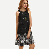 Sleeveless Printing Slim Round Neck Dresses garmentsdl