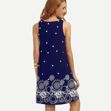 Sleeveless Printing Slim Round Neck Dresses garmentsdl