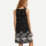 Sleeveless Printing Slim Round Neck Dresses garmentsdl